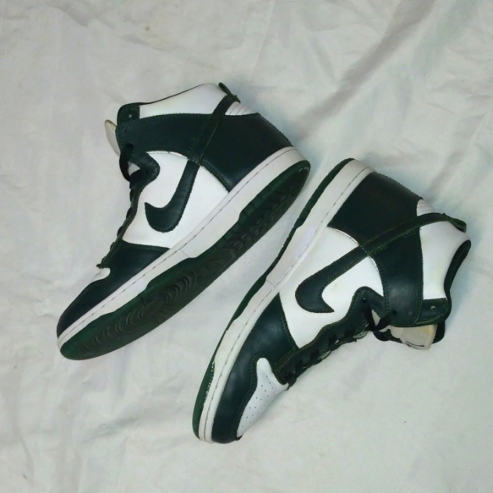 Sold ☀️☀️☀️☀️☀️☀️☀️☀️☀️☀️EUC NIKE DUNK HIGH WHITE/PRO GREEN MEN'S 8.5 - Picture 4 of 7